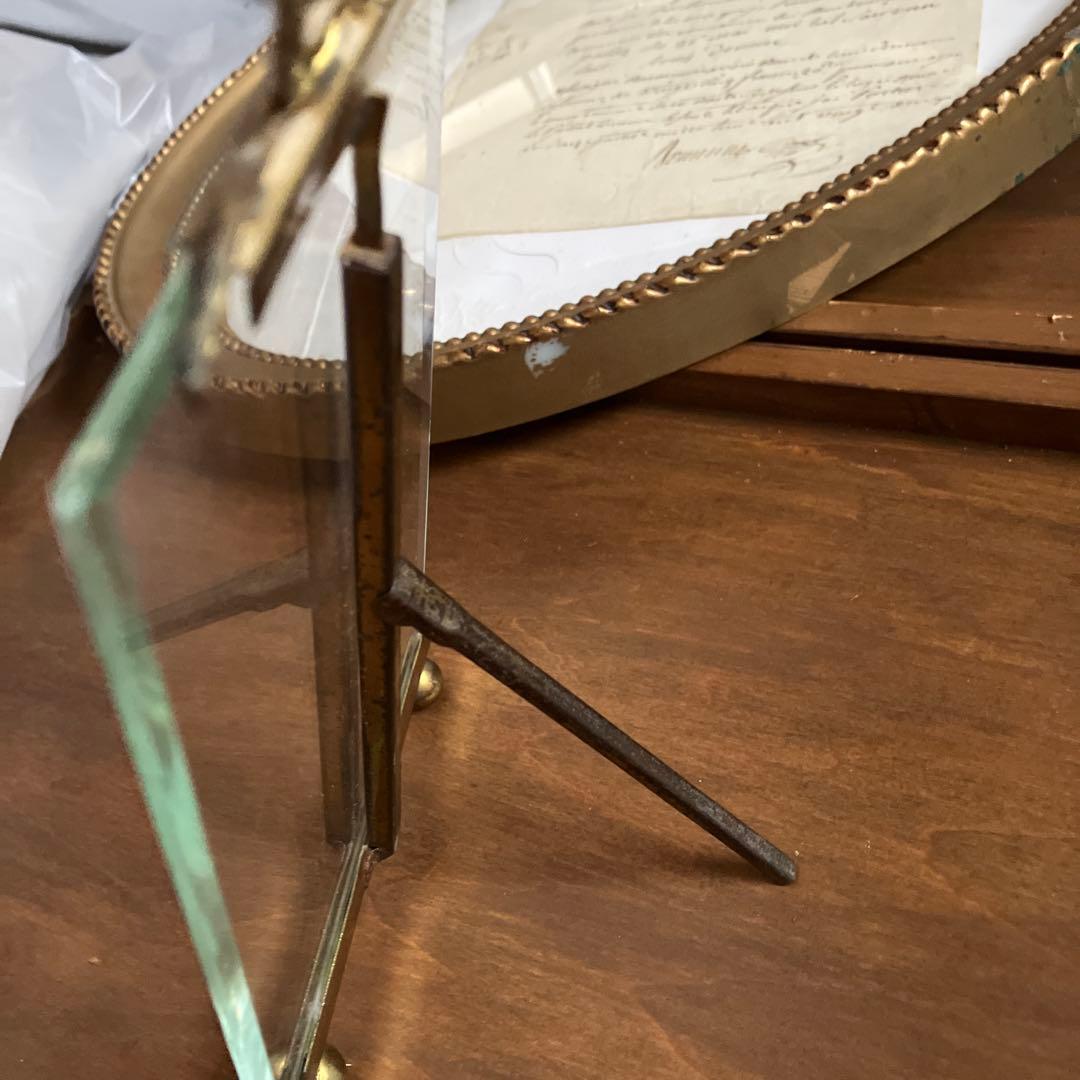 フランスアンティークフォトフレーム　フランスアンティーク額　ベベルガラス