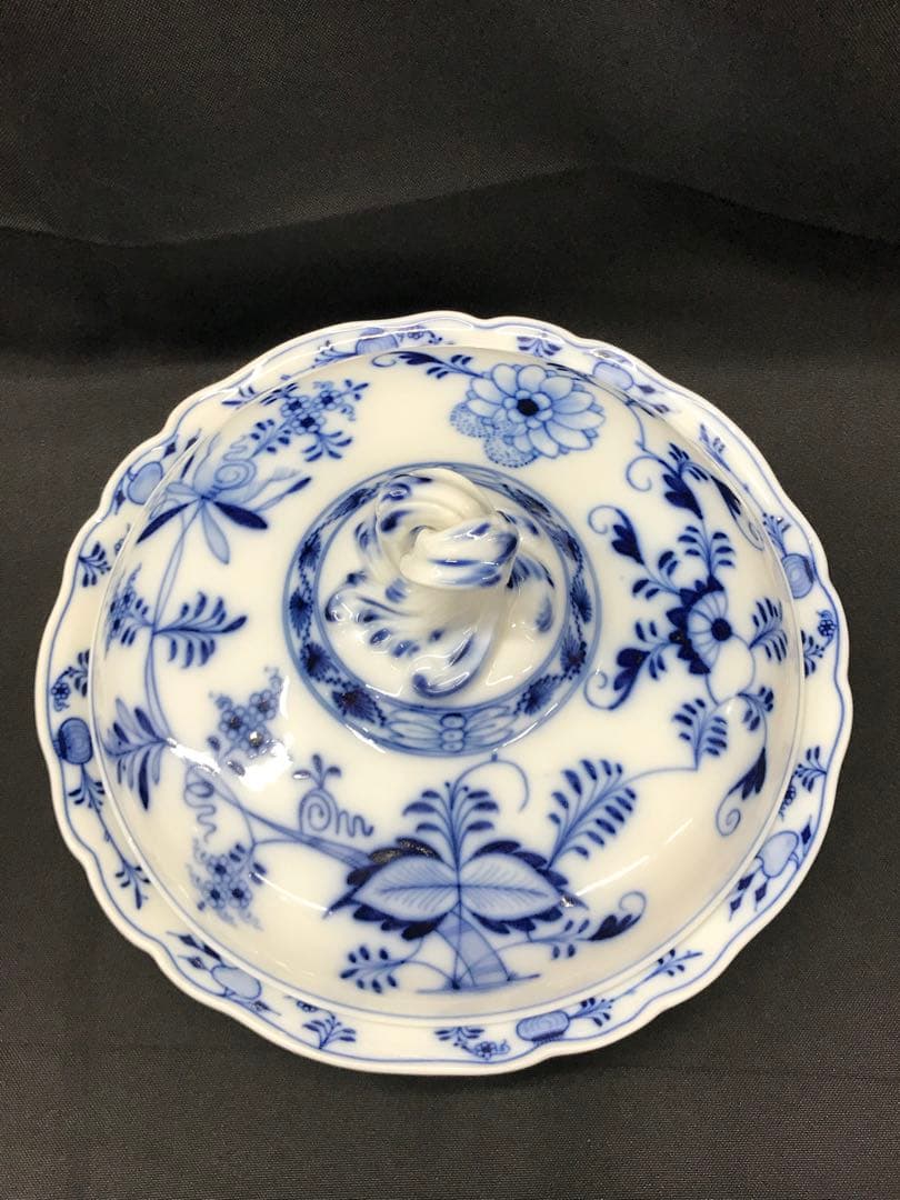 【レアUSED】meissen マイセン　ブルーオニオン　蓋付　蓋物