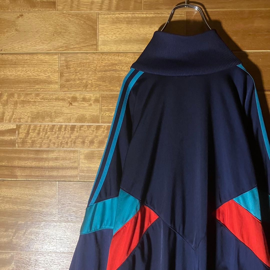 adidas トラックジャケット　ジャージ　スウェット　ネイビー　刺繍　XXL
