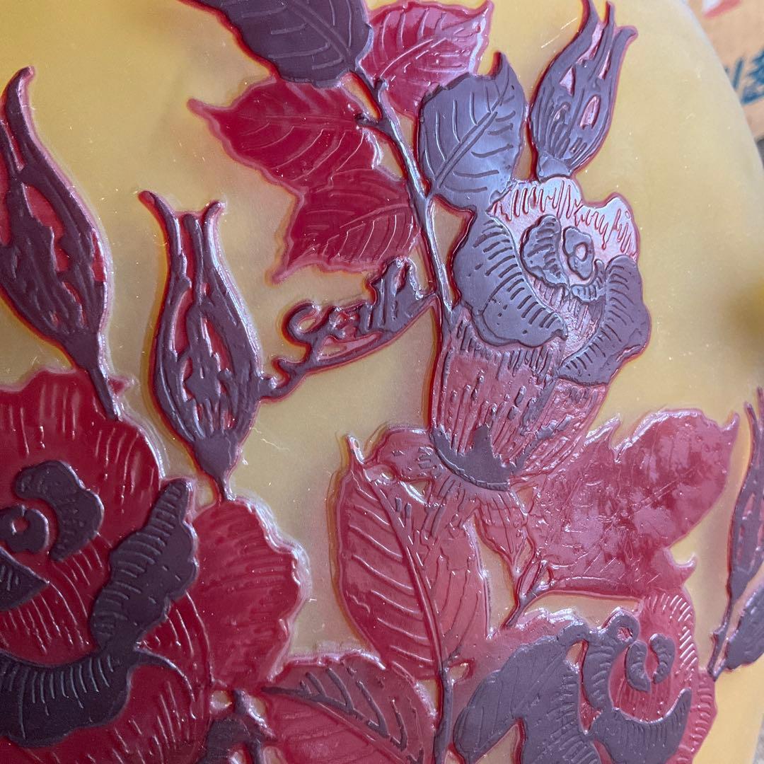 エミールガレ　3灯　吊りライト　花柄ガラスシェードの吊り下げ照明