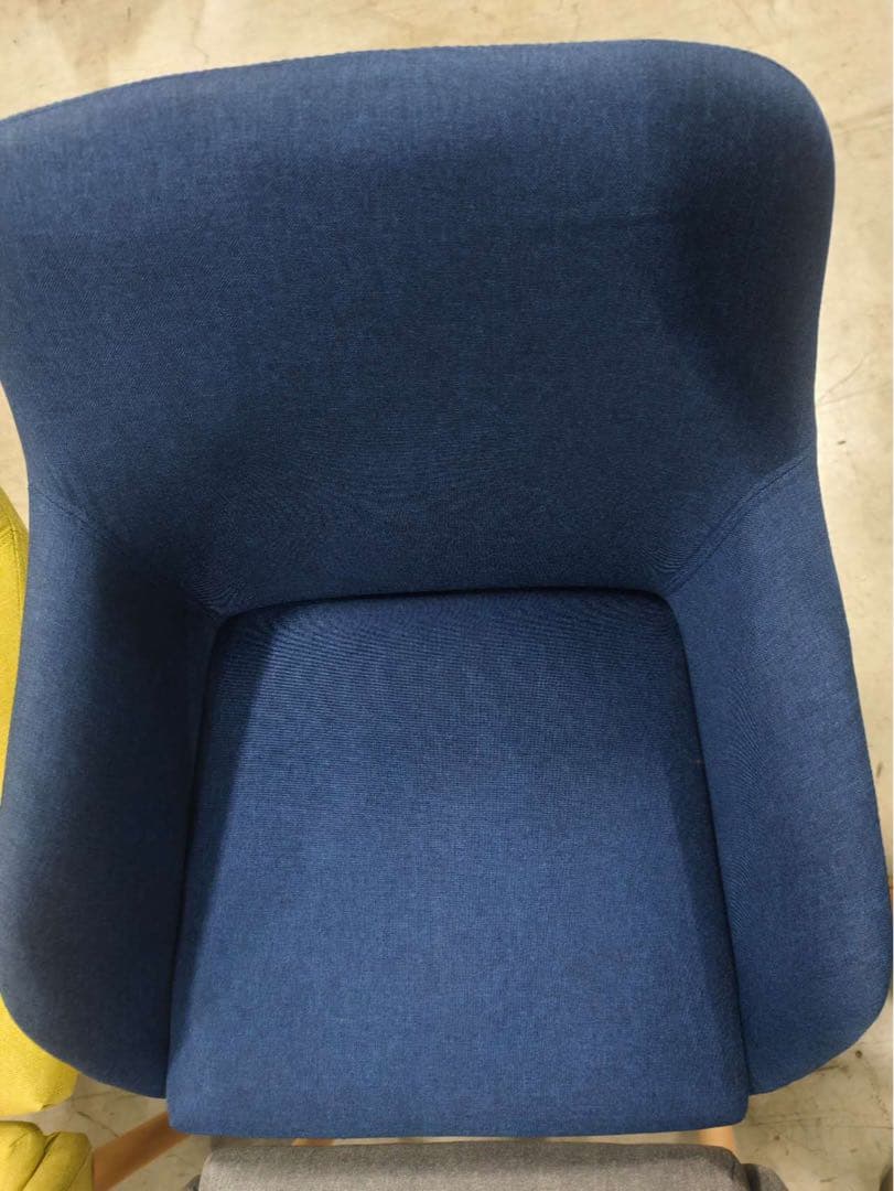 新品ダイニングチェア ネイビー4脚セット 布張り北欧風デザインファブリック製が