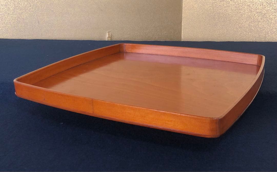 《R》春慶塗 胴張 折敷9客 四方膳 銘々膳 木製漆器 木箱　260203く4