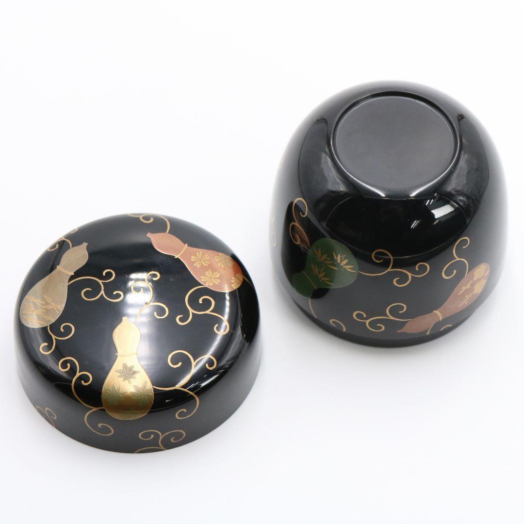 中村宗悦作 黒塗六瓢唐草蒔絵中棗 共箱共布 茶道具　C130　1F20