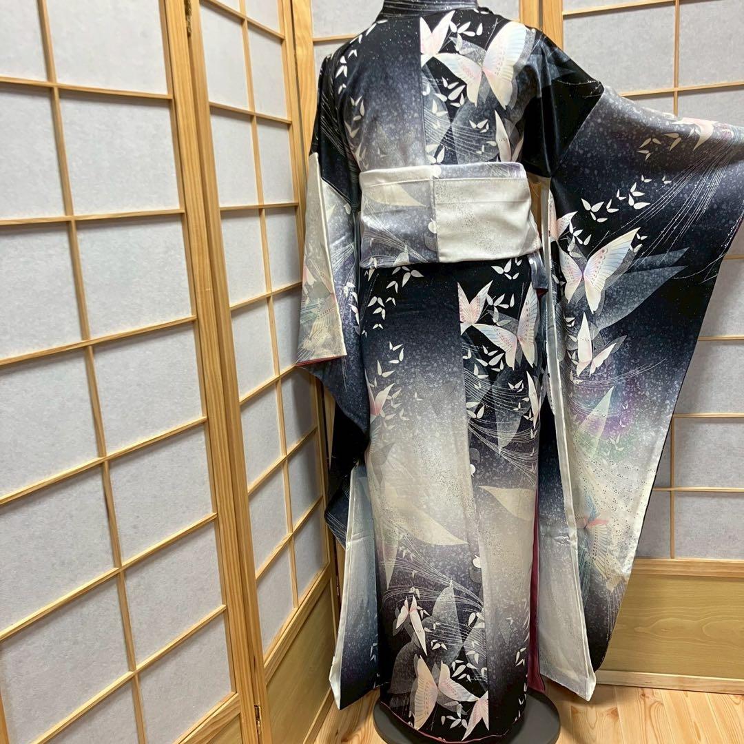 モカッチ様［7108］振袖 舞蝶文様 金銀彩 成人式 卒業式 正絹 着物 袷