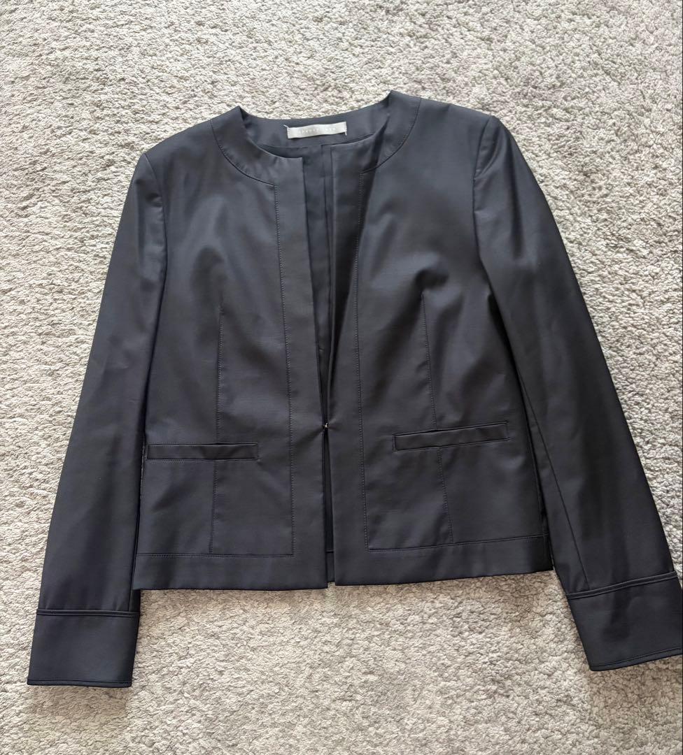 Theory luxeNIKKIAFネイビーノーカラージャケットセオリー40