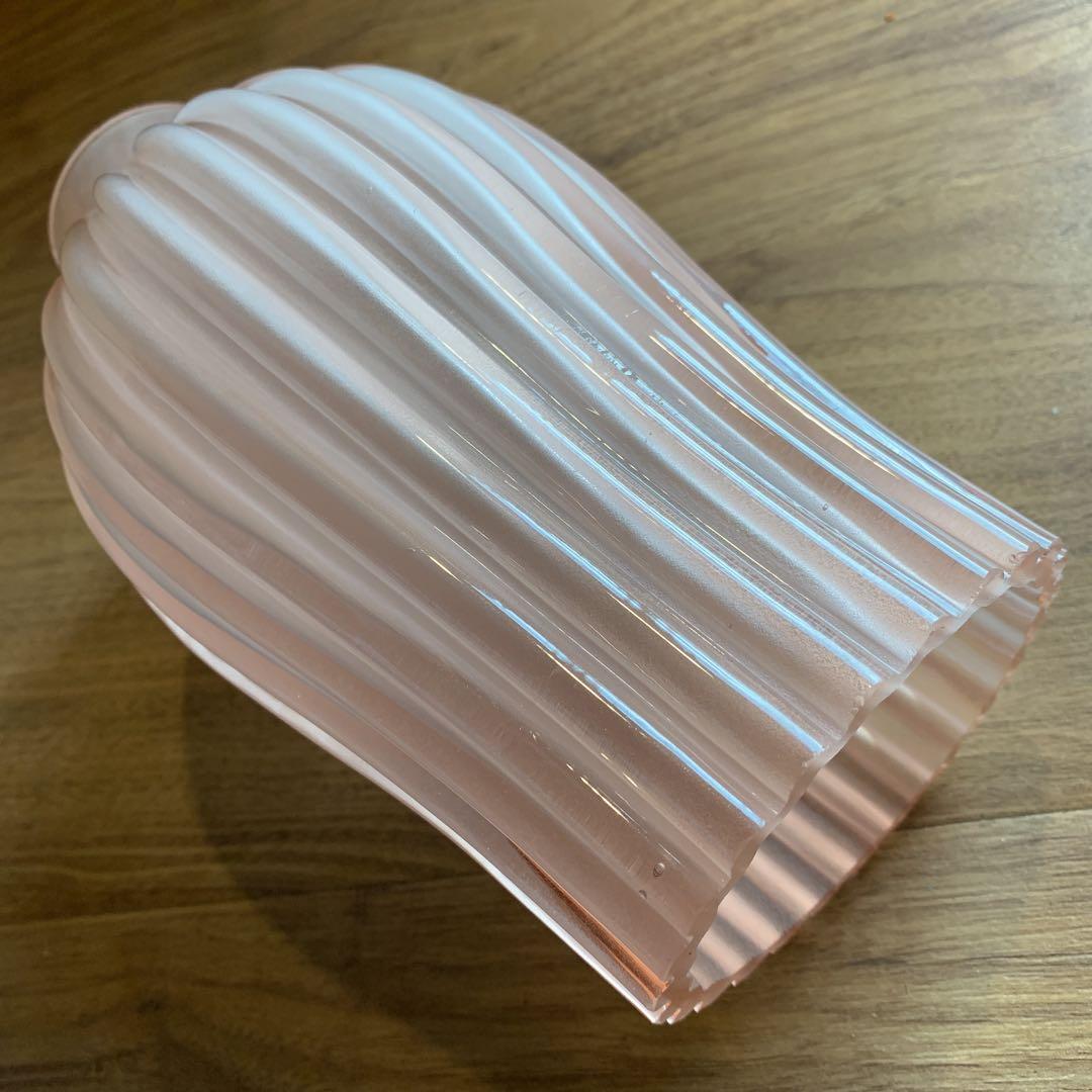 昭和レトロ 気泡 ランプシェード 電傘 電笠 乳白 すりガラス ピンク