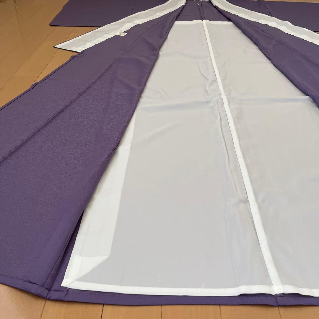 色無地 単衣 さんび誂製 「羽田登喜男」洗える着物 竜胆色 一つ紋 トールサイズ