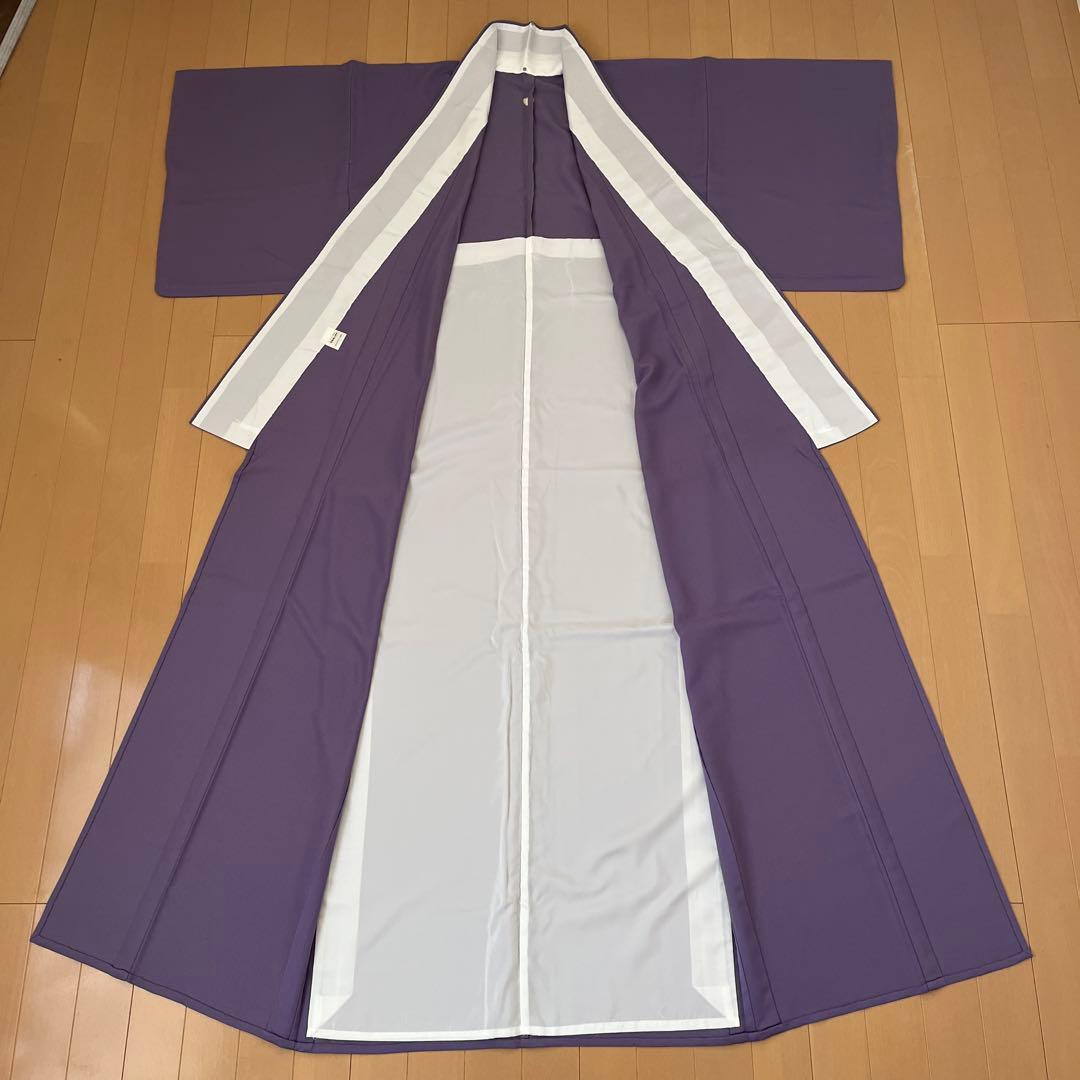 色無地 単衣 さんび誂製 「羽田登喜男」洗える着物 竜胆色 一つ紋 トールサイズ