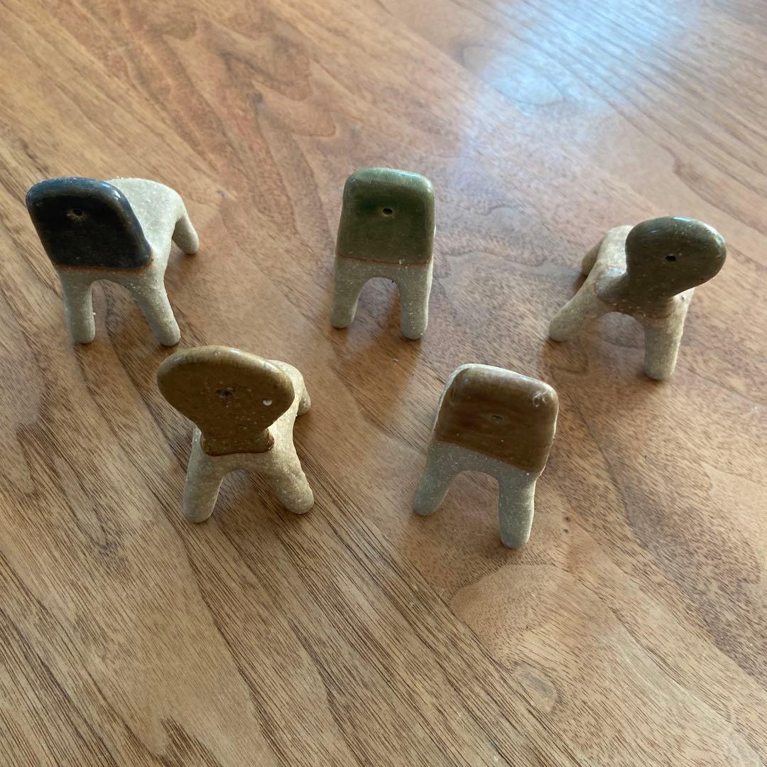 北川タケシ 椅子のオブジェ　5個セット 作家もの 信楽 陶器 オブジェ