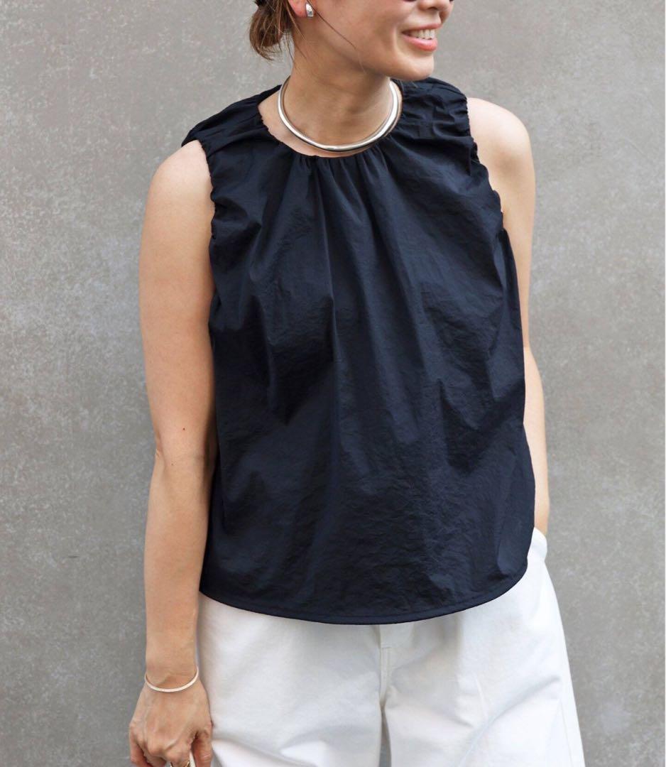 deuxieme classe celeri gather ショートトップス　黒