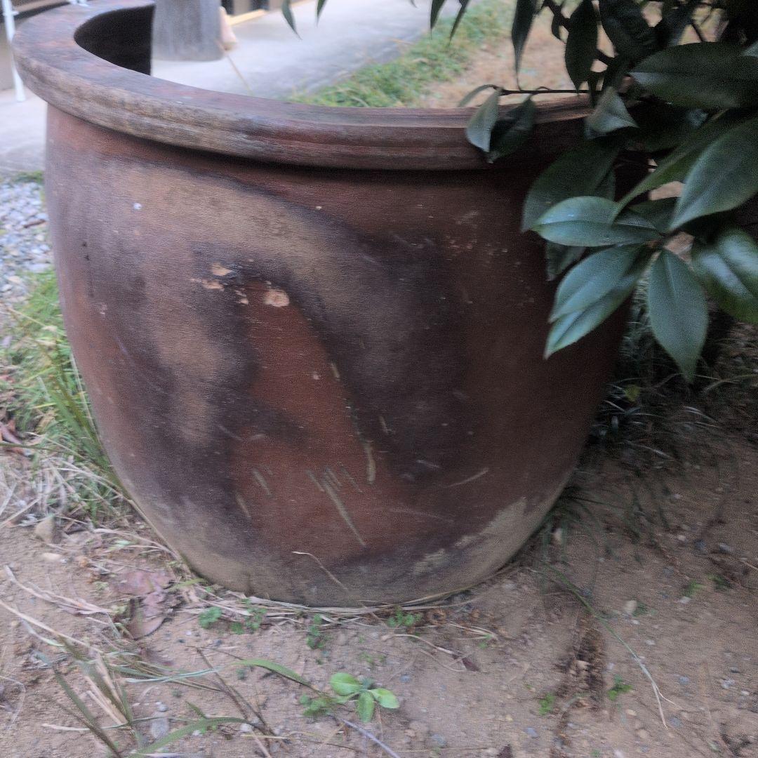 古民具 リメイク 火鉢 金魚鉢 メダカ鉢 水連鉢 骨董 アンティーク　割れ加工