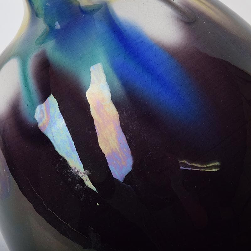 九谷焼　柳雨軒　三代八十吉　徳田正彦作　彩釉　壷　共箱　U　R8706