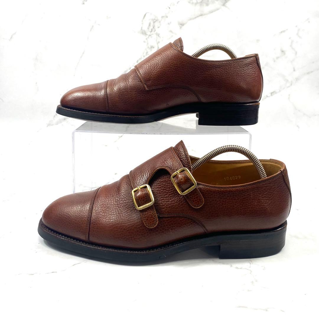 【美品】YANKO ダブルモンク シボ加工 ストラップシューズ 25