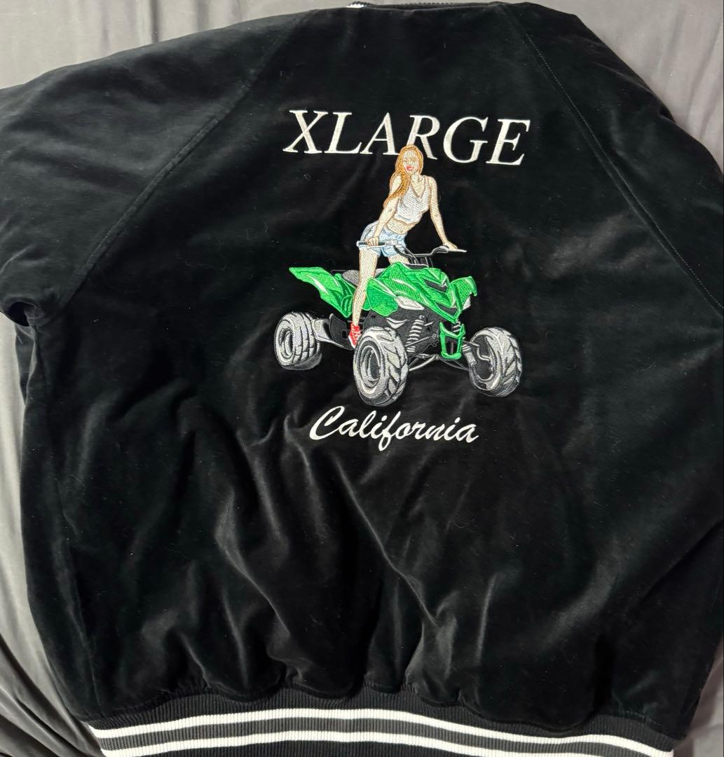 XLARGE VELOR JACKET 黒 刺繍デザイン XL ベロアジャケット