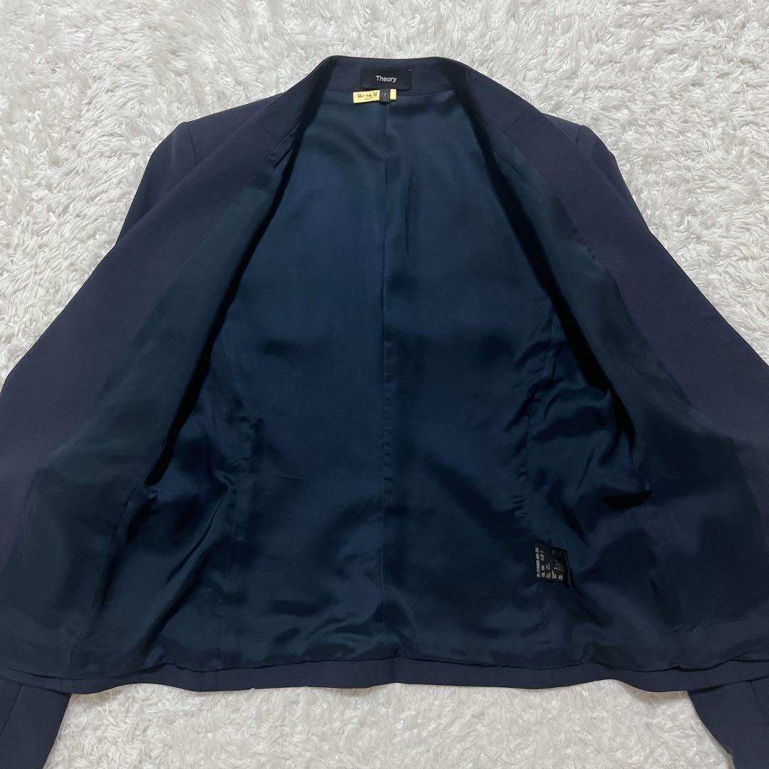 美品✨Theory ノーカラージャケット　現行　ストレッチ　LANAI 紺　2