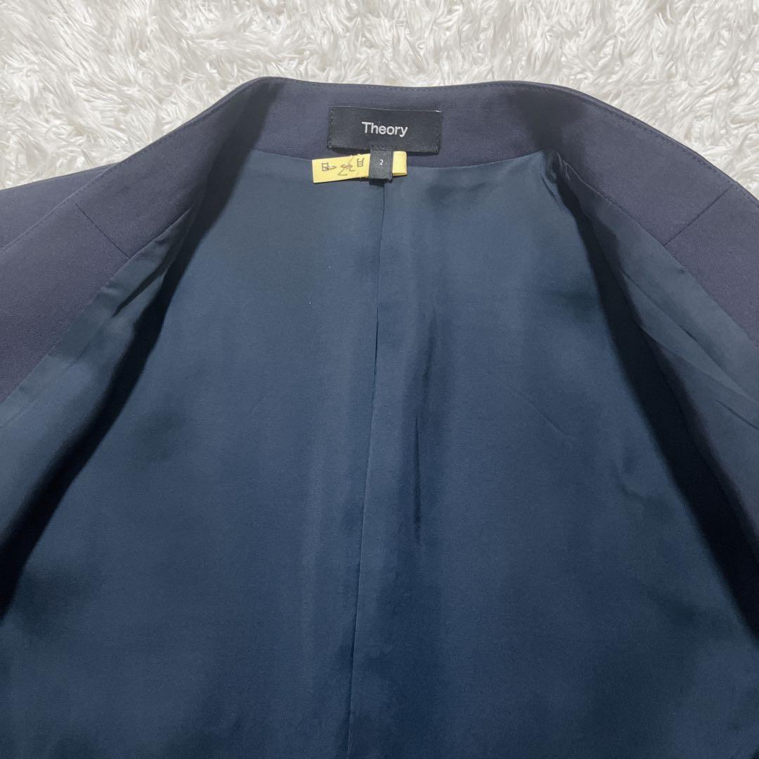 美品✨Theory ノーカラージャケット　現行　ストレッチ　LANAI 紺　2