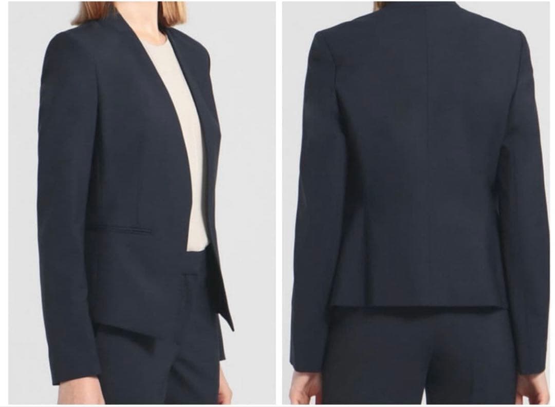 美品✨Theory ノーカラージャケット　現行　ストレッチ　LANAI 紺　2