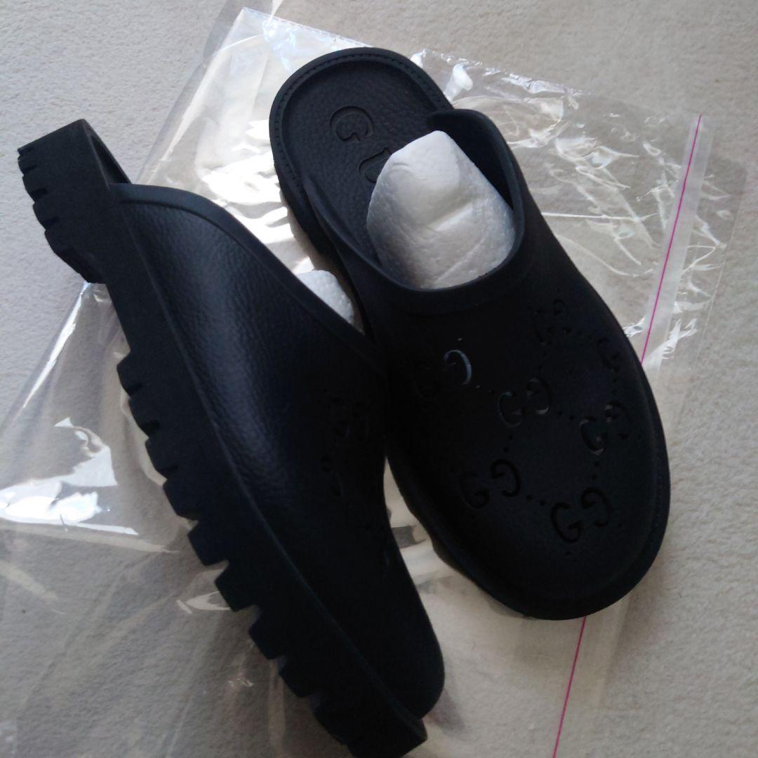 美品☆GUCCIラバーサンダル27.0相当BLACK軽量幅広