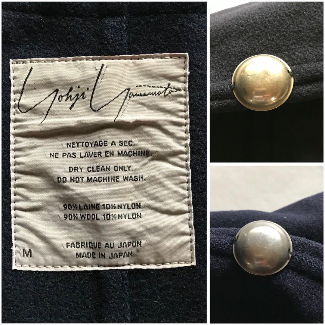 美品/激レア✨ヨウジヤマモト ウールコート シルバー金具 ネイビー Lサイズ相当