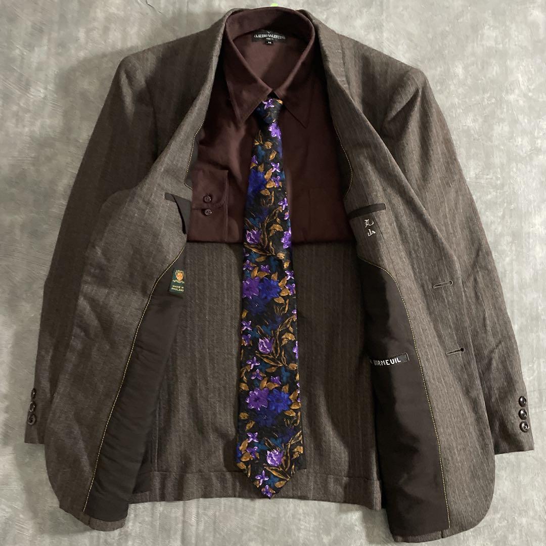 DORMEUIL×GIVENCHY英国製ウール スーツ×花柄シルクセットアップ