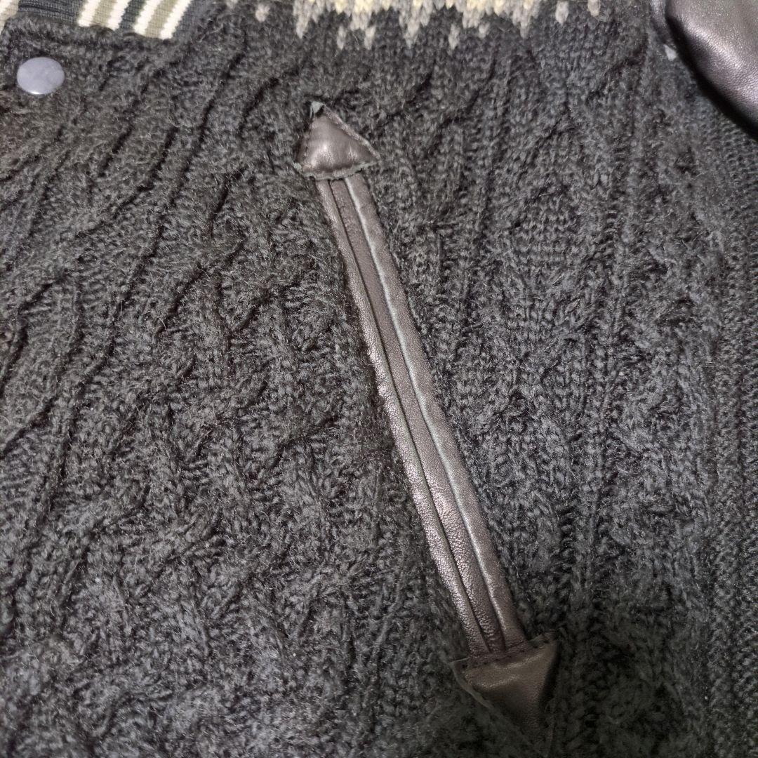 MIHARAYASUHIRO ショールカラー ニット切替スタジャン ホースレザー