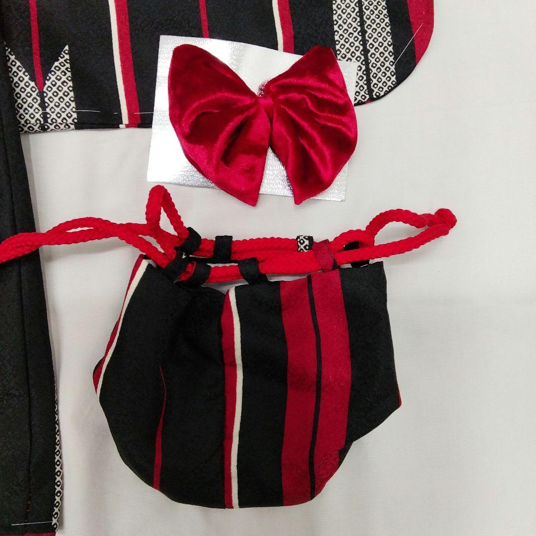 七五三♡着物　フルセット　矢羽根　黒　赤　3歳　皮布着　　♯3710