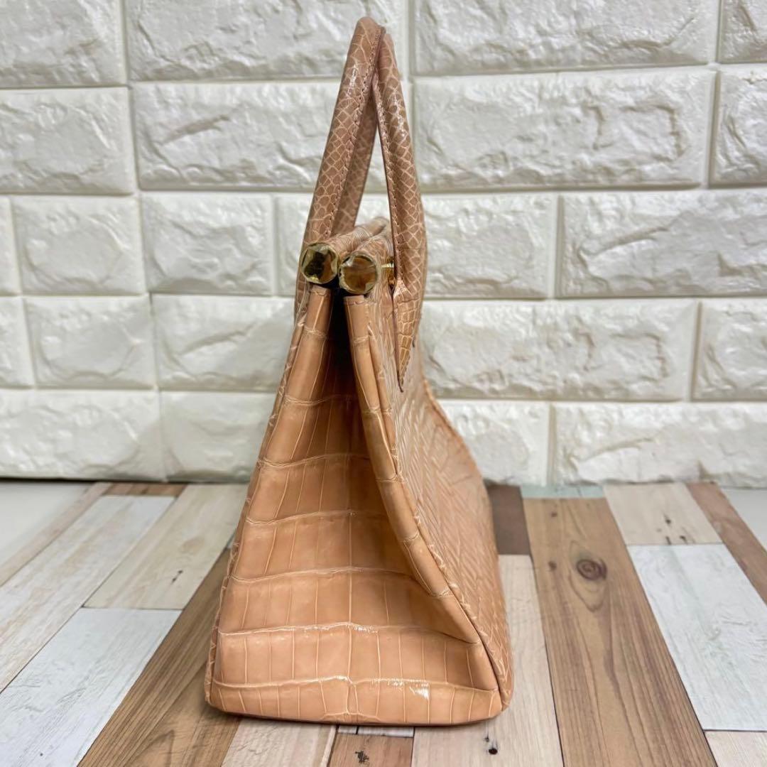 クロコダイル ハンドバッグ 2WAY ショルダーバッグ　シャイニング　アルムコ