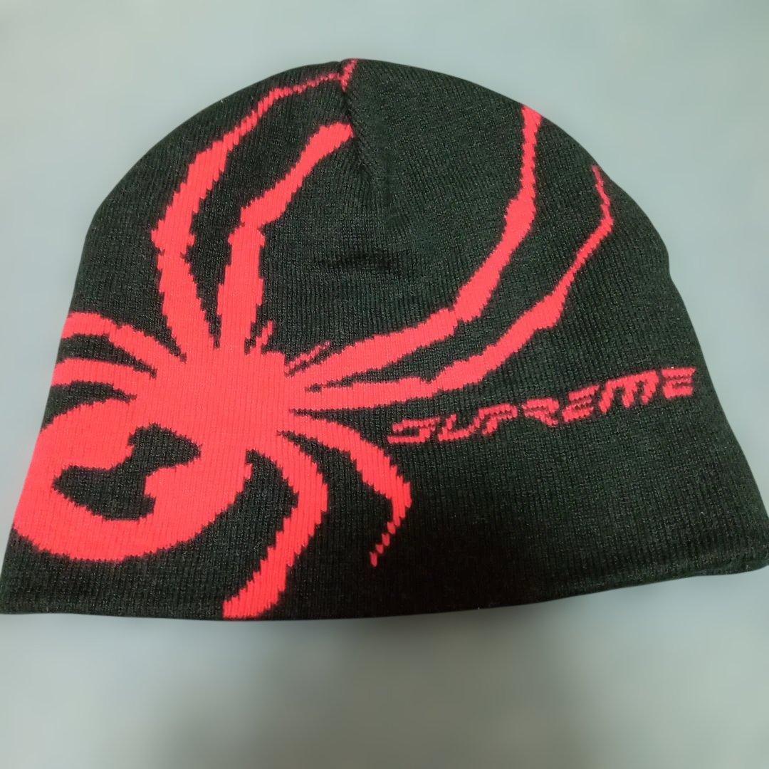 シュプリーム Supreme/Spyder ビーニー 黒 赤 ニット帽