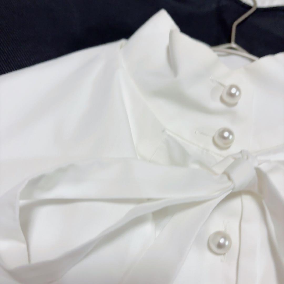 セブンテン ケープ付きパールボタンシャツ ブラウス ホワイト S