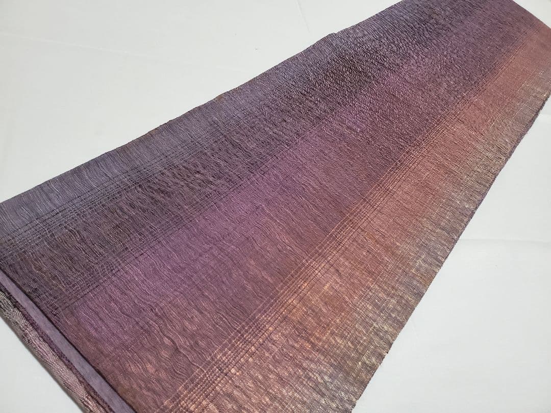 A◆着物くつろぎ すくい織 波模様 ナチュラル 太鼓 正絹 カジュアルな袋帯