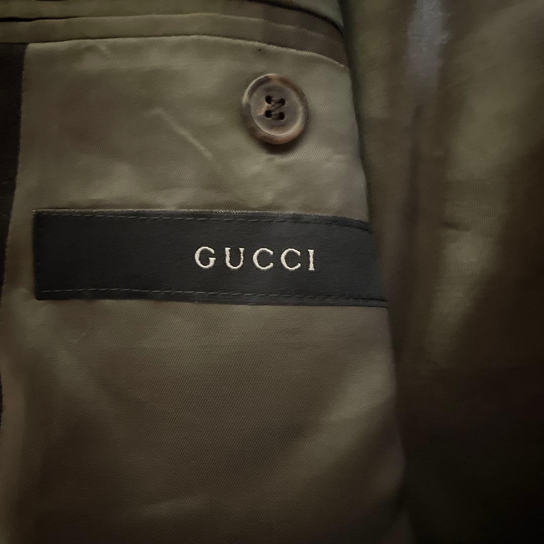 極美品☆GUCCI☆グッチ☆スーツセットアップ☆ブラック☆裏地モスグリーン☆50
