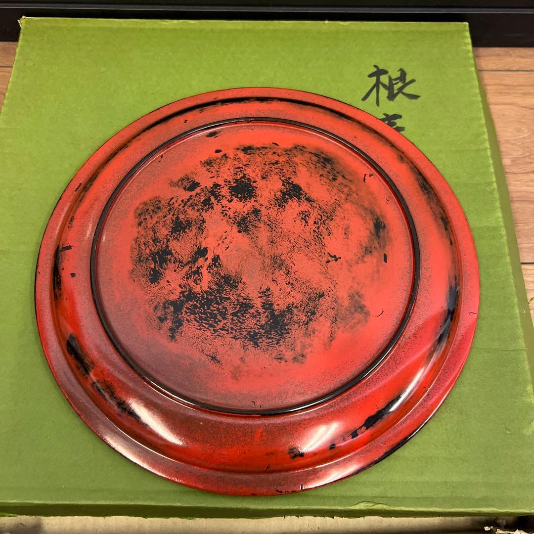 桃花漆器 赤い漆器の平皿