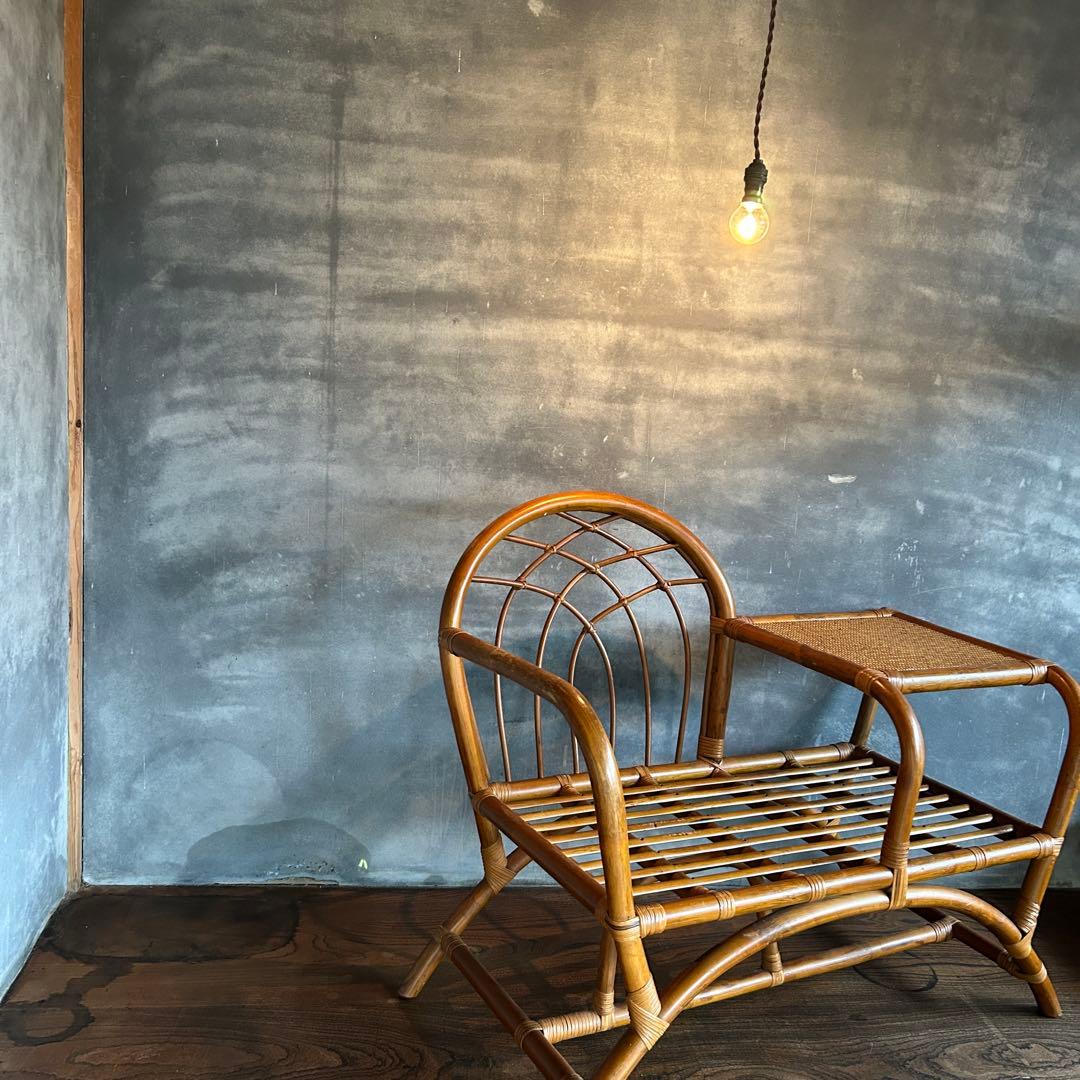 ★まとめてご購入用★ ラタン　サイドテーブル付き　テレフォンベンチ　 ランプ