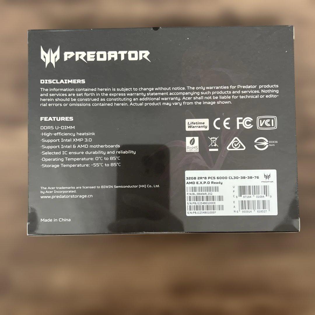 メモリー 12559 AcerPredatorPallas II DDR5 32GBx2