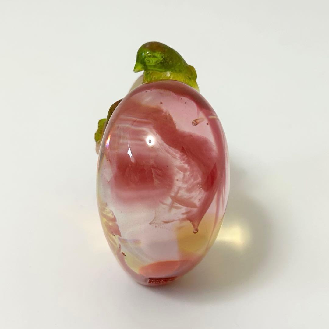 琉璃工房 LIULI カササギ ハート型 ガラス工芸 置物 オブジェ 恋愛運