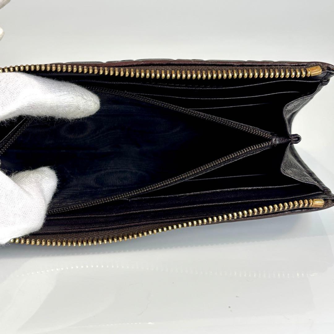 美品 GUCCI グッチ 長財布 L字 グッチシマ レザー ダークブラウン GG