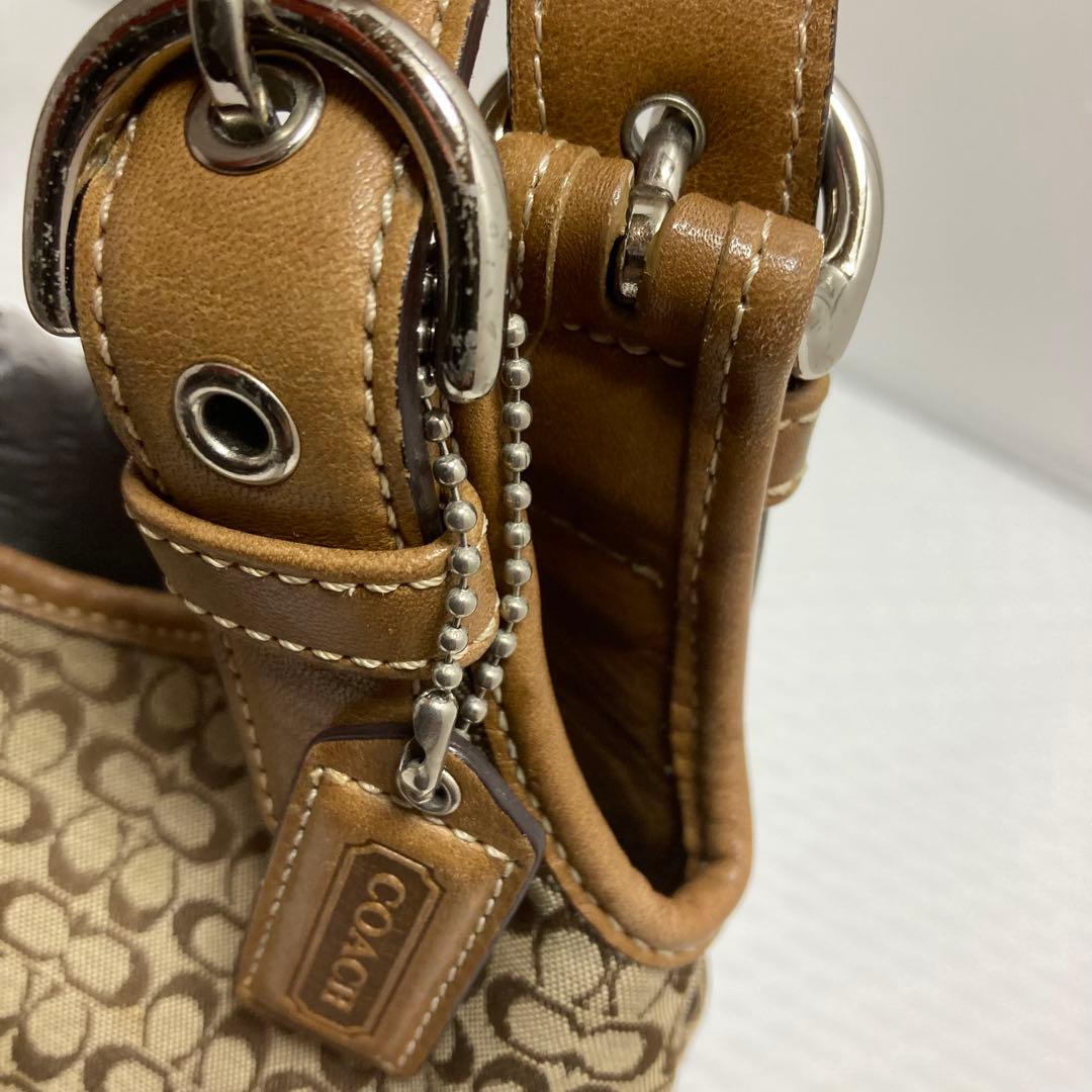コーチ COACH ショルダーバッグ 7074 ミニシグネチャー　ベージュ　茶