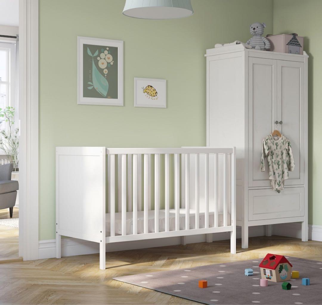 IKEA ベビーベッドとマットレスのセット SUNDVIK+KRUMMELUR