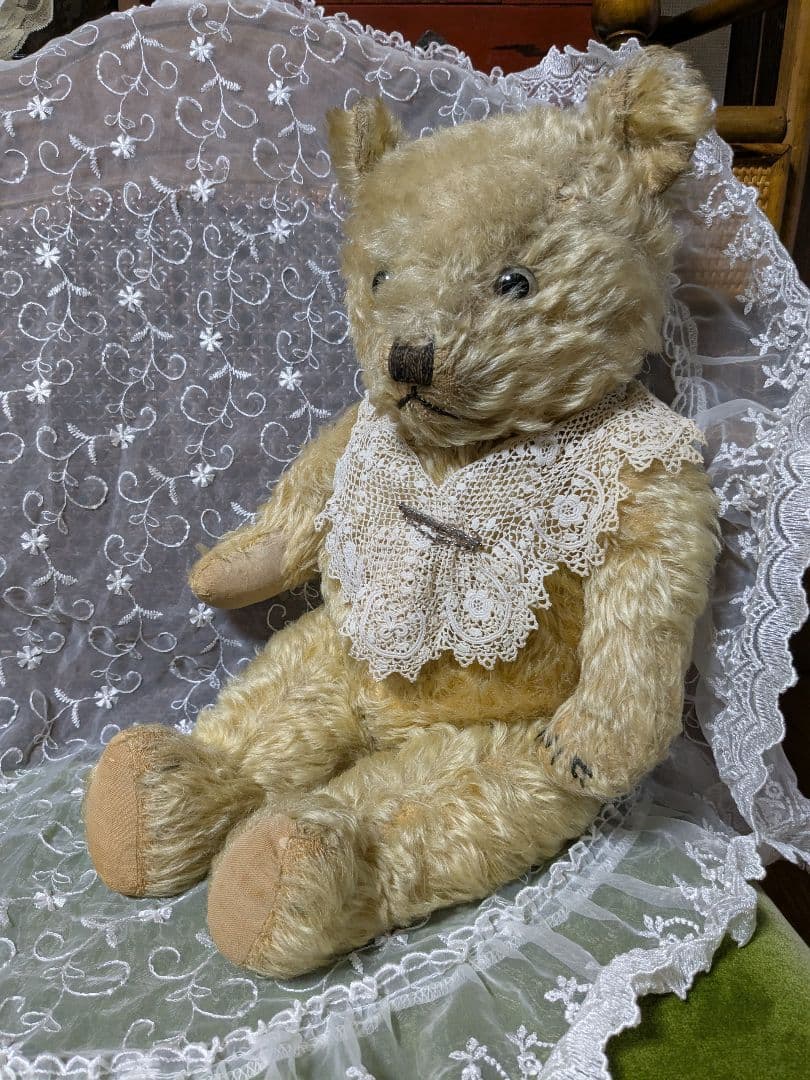 ヴィンテージ テディベア レース襟付き