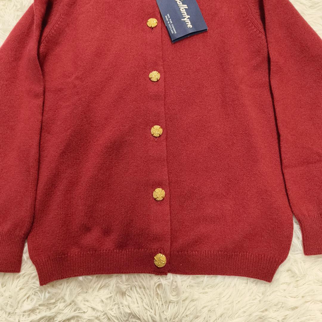 タグ付 バランタイン カーディガン カシミヤ100% 金ボタン テューダーローズ