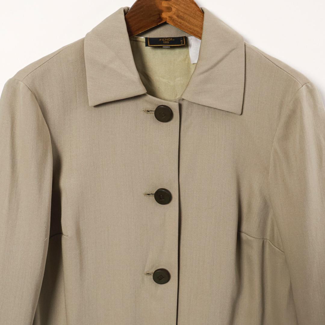 H3900◾️ヴィンテージ フェンディ　ウール100% シャツワンピース