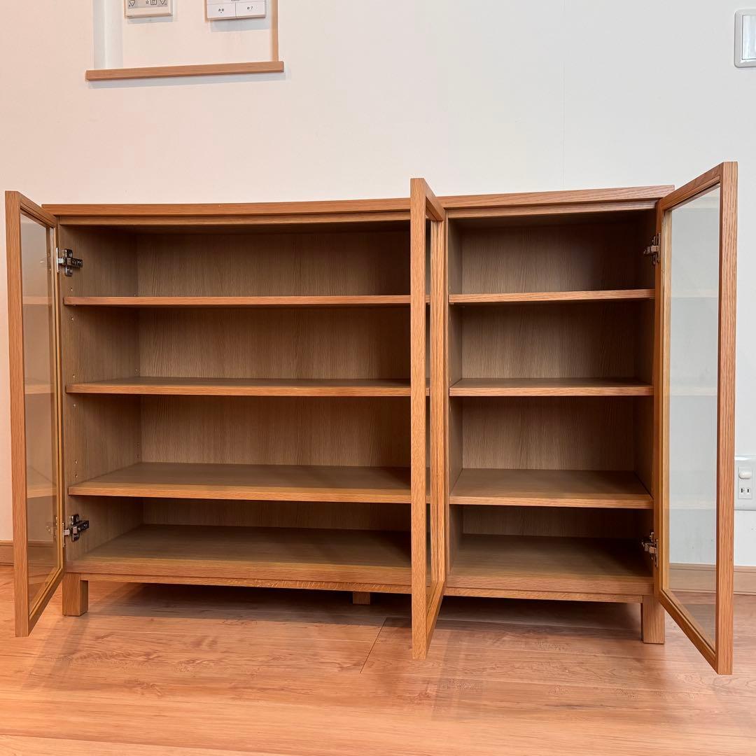 【廃盤希少・送料無料】無印 オーク材キャビネット・大・ガラス扉 食器棚