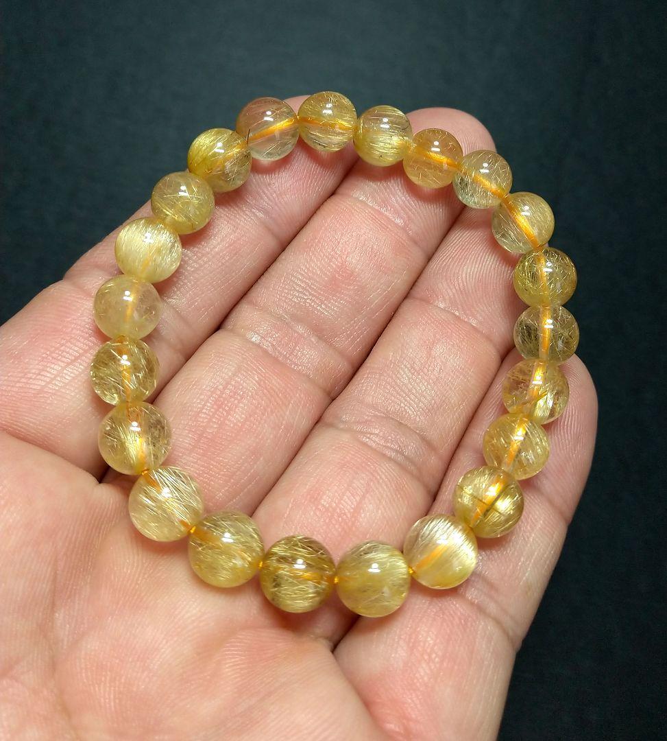 【良質,美品】エンジェルヘアルチルクォーツ　８㎜　ブレスレット　金運　仕事運