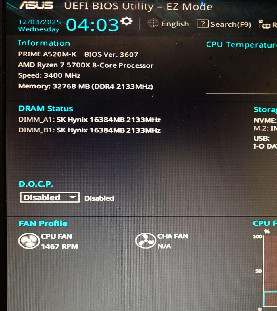 SKhynix DDR4 2133 16GB ×2 計 32GB 動作確認済
