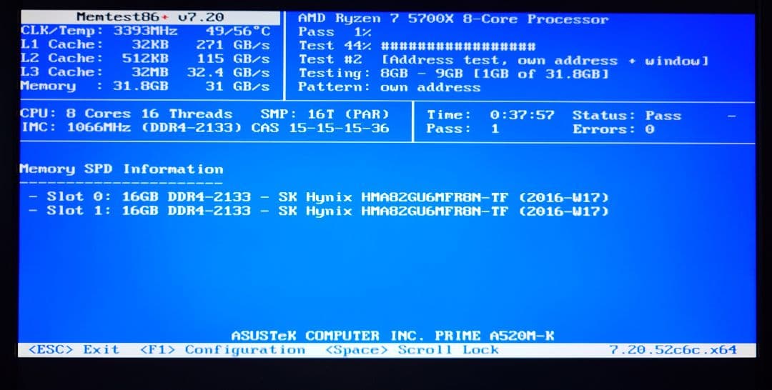 SKhynix DDR4 2133 16GB ×2 計 32GB 動作確認済