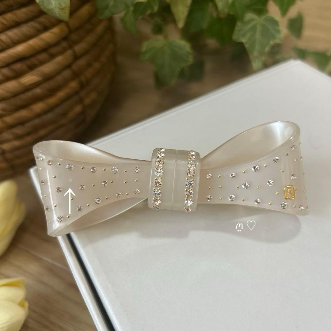 アレクサンドルドゥパリ　スワロフスキーリボンバレッタ　髪留め　ヘアアクセサリー