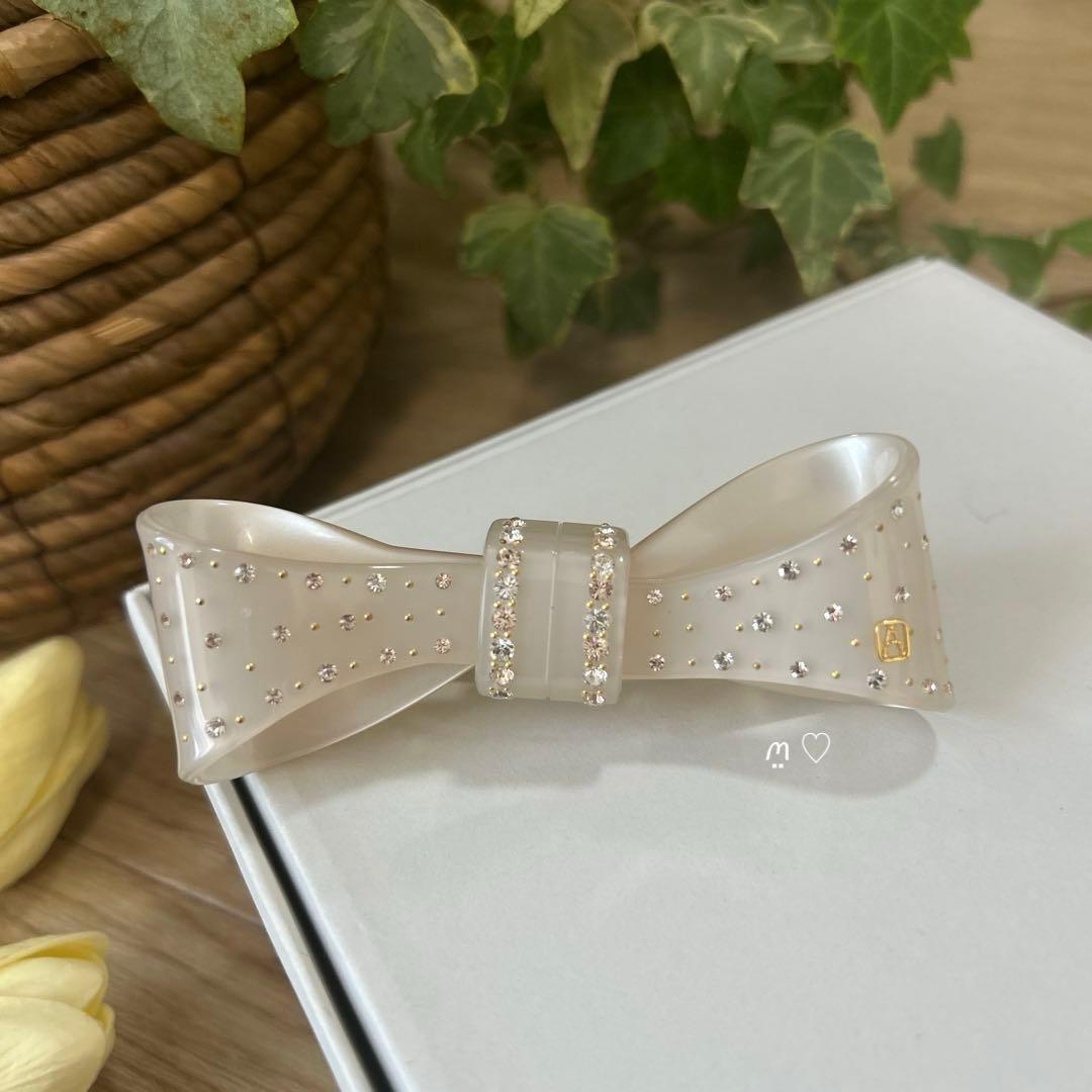 アレクサンドルドゥパリ　スワロフスキーリボンバレッタ　髪留め　ヘアアクセサリー