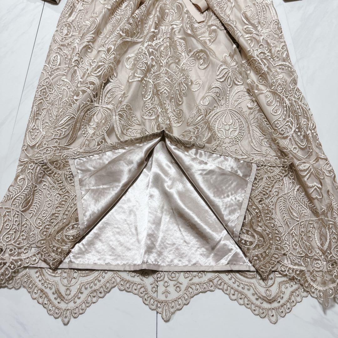 ハレモード エンブロイダリーコクーンドレス ベージュ 大きいサイズ 4L