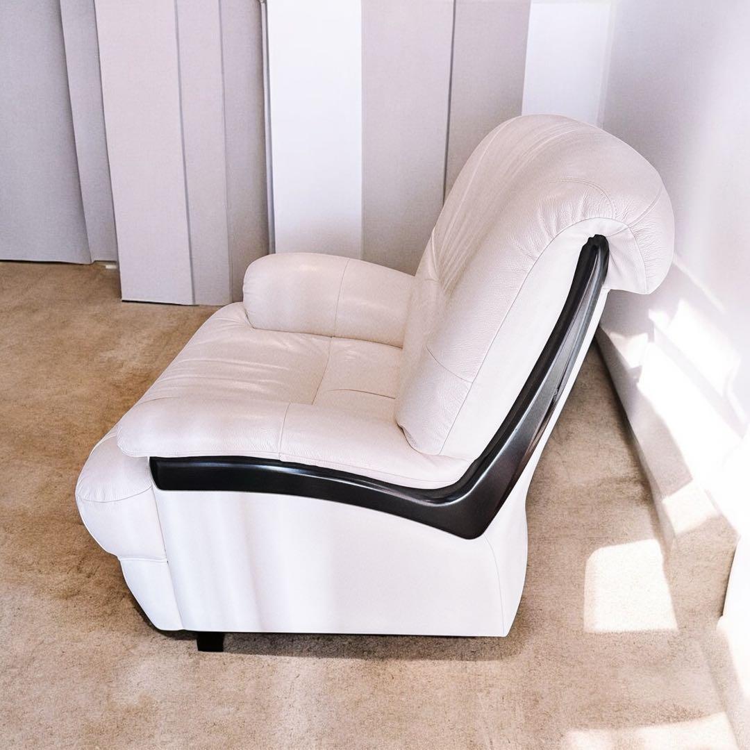 Chitano 本革 回転式 1人掛けソファ ホワイト