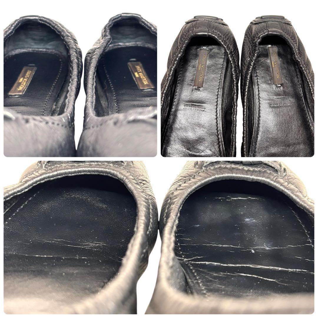 ルイヴィトン 36 23.5 LV レザー バレエシューズ シボ革 ブラック